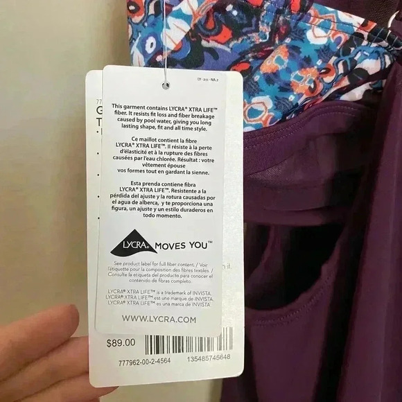 Athleta Geo Blousy Tankini Dress Size 34D/DD - Picture 9 of 13